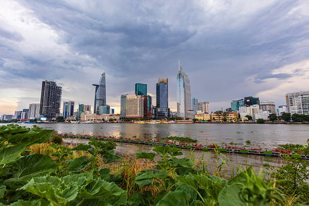 istock Ho Chi Minh City waterfront at sunset from Saigon Riverside Park 2217683176