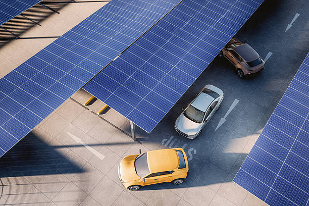 istock Modern parking lot with solar panels on the roof 2217687343