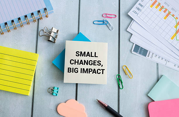 istock Small Changes, Big Impact text on paper card with alarm clock. 2217696247