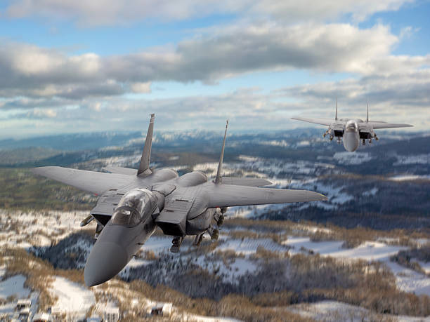 Fighter jet climbs into the sky. Air operations