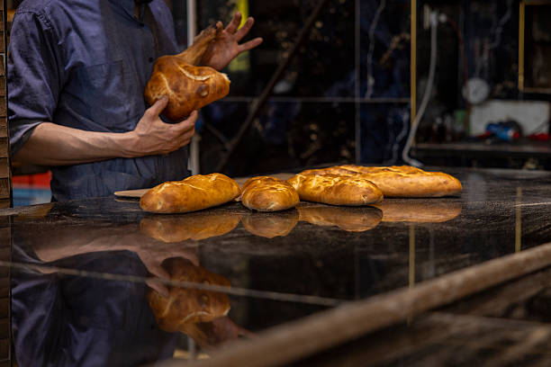 Freshly baked bread sold at the bakery