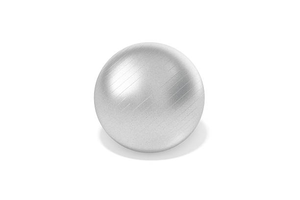 istock Blank silver pilates ball mockup, top view 2217703003