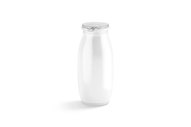 istock Blank white plastic bottle with drinkable yogurt mockup, isolated 2217704727