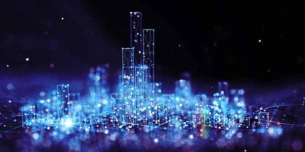 Digital city concepts. 3D render