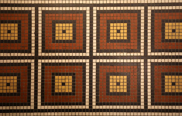 istock Mosaic floor with multicolored small square tiles with an abstract pattern 2217707128