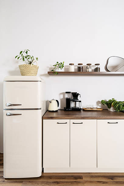 istock Bright boho kitchen with wooden countertops and stylish storage solutions 2217713862