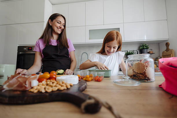istock Young mum and daughter packing backpack for the school 2217714104