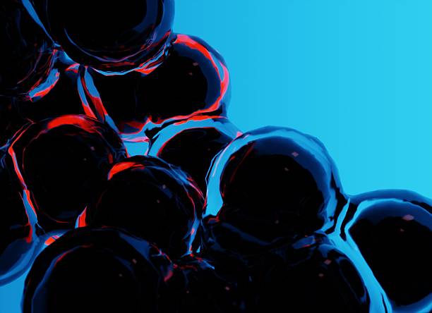 High-Resolution 3D Image of Cells and Molecules with Abstract Neon Aesthetic
