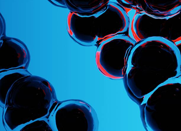 istock 3D CGI Render of Hydrogen Particles on Neon Blue Background - Biotech-Inspired Design 2217716770