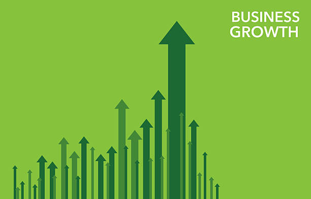 istock Green Themed Business Growth Concept with Expanding Arrows 2217717795