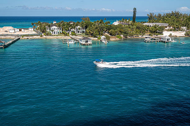 NASSAU, BAHAMAS - February 7, 2025: Many Boats Around Nassau, Bahamas