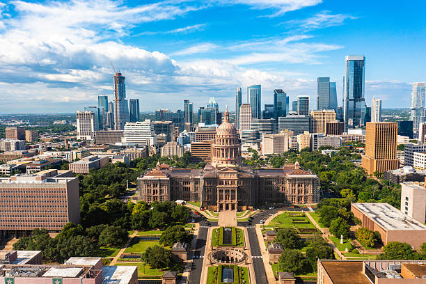 istock Austin Texas State Capitol and Skyline Aerial Drone Image 2217733489