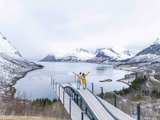 istock Couple Enjoying Scenic Mountain View from Overlook Platform 2217759752