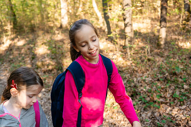 istock Girls whit backpacks in the nature 2217760627