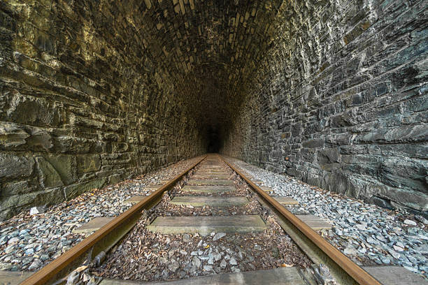 istock Railway track in the tunnel 2217761175