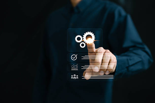 istock Business process optimization. Robotic process automation or RPA , Automated industrial technology with digital transformation. 2217768352