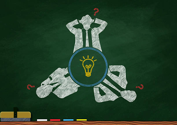 Business meeting concept illustration drawn with chalk on blackboard