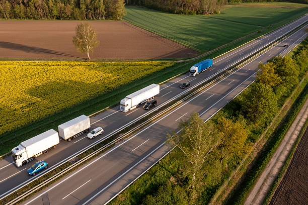istock Aerial view of highway with traffic 2217771488