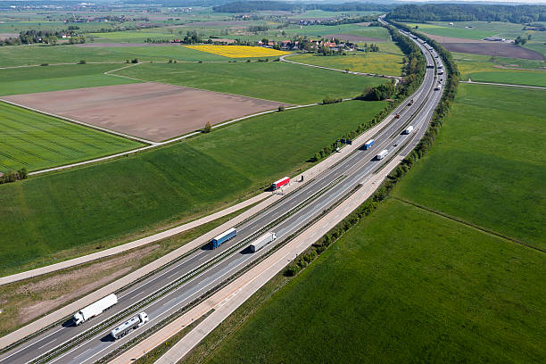 istock Aerial view of highway with traffic 2217771617