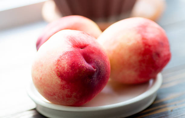 Peaches close-up. Healthy eating concept, vitamins