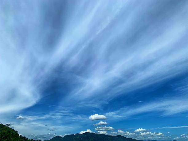 mountain view from the boat with blue sky background.