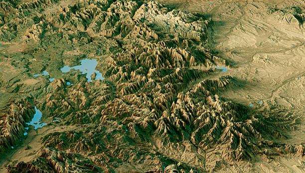 Park County WY Satellite Landscape View 3D Render True Color