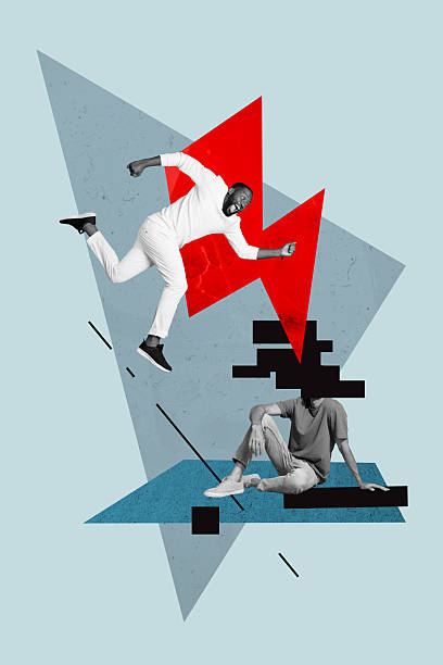 istock Creative 3D photo collage artwork template of young man levitate bolt attack guy body sit stop hate bullying pressure harassment victim 2217780841
