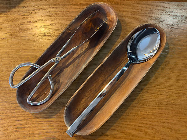 Top view of Wood kitchenware on wood board