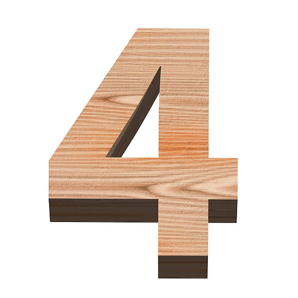 istock Wooden number 4 on a white background, wood texture, 3D production 2217790005