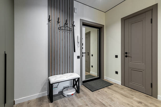 istock Contemporary Entryway with Mirror and Bench 2217793063