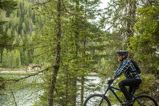 istock Man mountain biking the Dolomites bike trails 2217807337