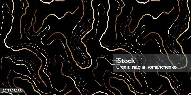 Moderne Elegante Nahtlose Marmor Muster Edles Gold Schwarz Farben Hintergrund Für Webdesign Dekor Abstrakte Wellenlinien Stock Vektor Art und mehr Bilder von Abstrakt