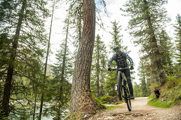 istock Man mountain biking the Dolomites bike trails 2217809115