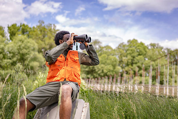 istock Young man enjoys bird watching in a forest during a sunny weekend adventure 2217810830
