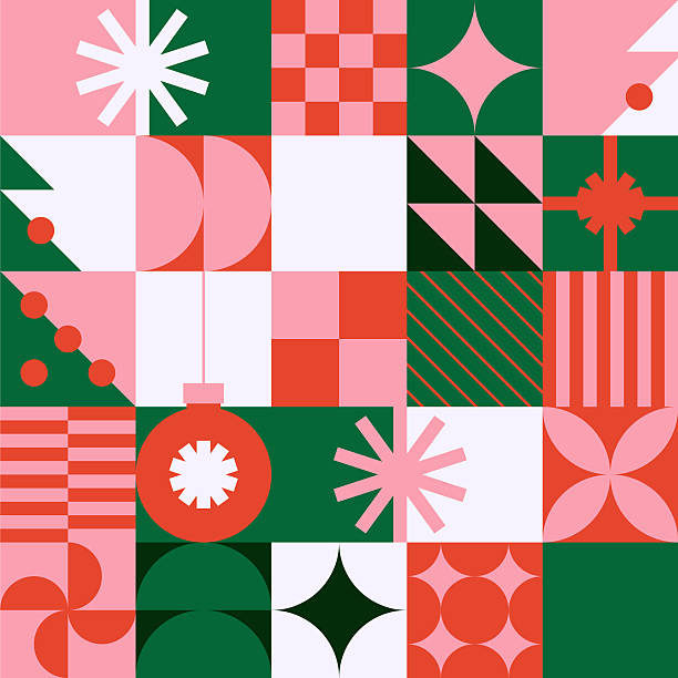istock Christmas seamless pattern of geometric shapes and New Year's elements 2217816132