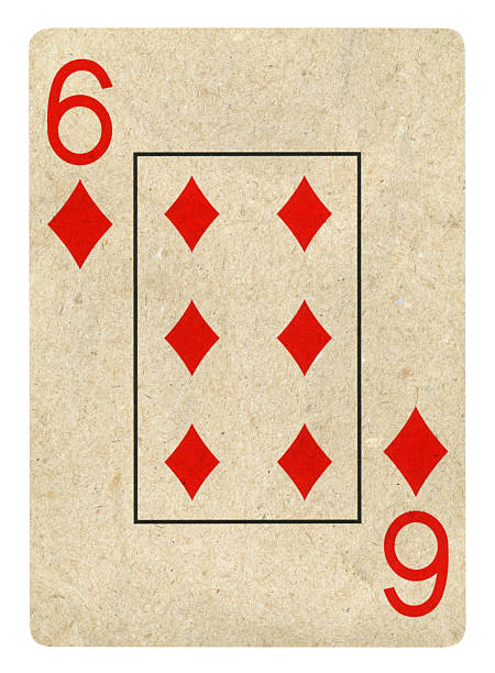 Six Of Diamonds Recycled playing card - Isolated (clipping path included)
