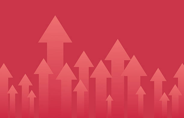 Arrow Graphics Representing Growth and Progress in a Red Modern Design Abstract depiction of upward arrows symbolizing growth, progress, success. up arrow stock illustrations