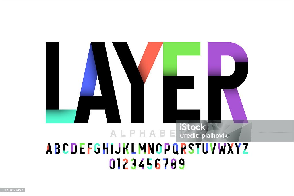Layered Letters Vector File Layered Font Alphabet Letters And Numbers Vector Illustration Stock ...