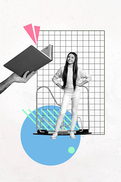 istock 3D collage design composite trend artwork sketch of hand hold book library young lady stand smile september autumn season university 2217823747