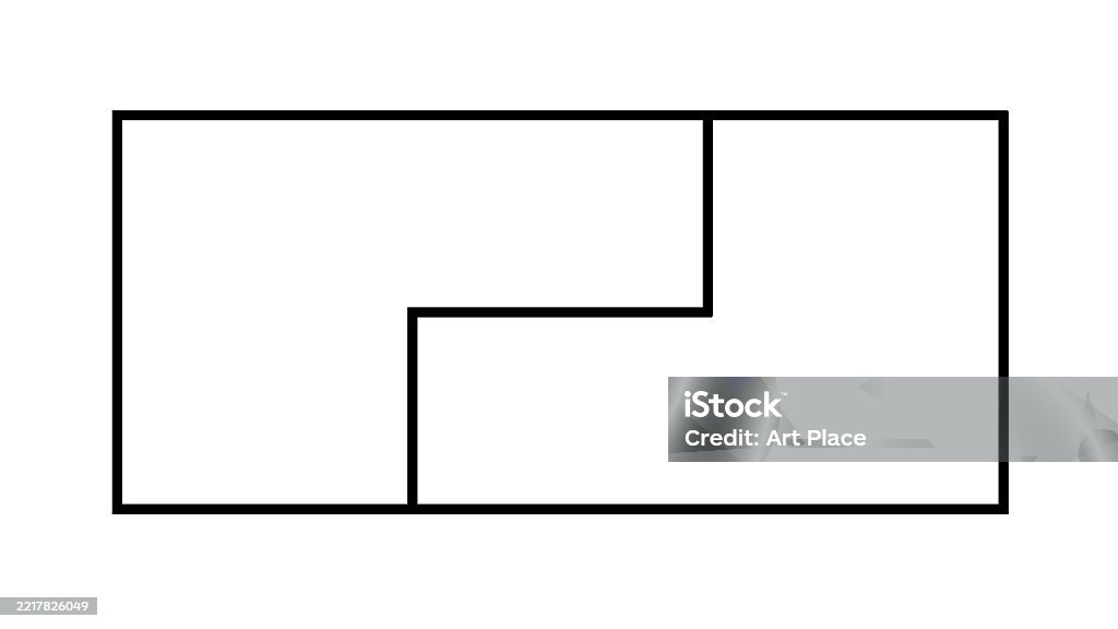 Rectangle Shape Path Geometric Illustration Of A Rectangle Divided Into Two Equal Lshaped ...