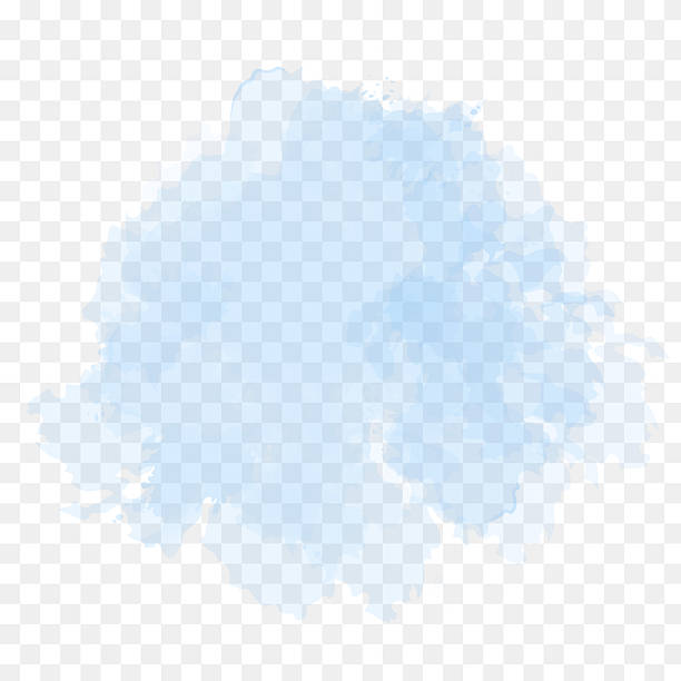 Light blue watercolor splash painting vector design. Dusty blue paint on transparent background. Winter frozen texture. Snow, ice or veil. Dye splash style. Alcohol ink painting. Isolated and editable vector art illustration