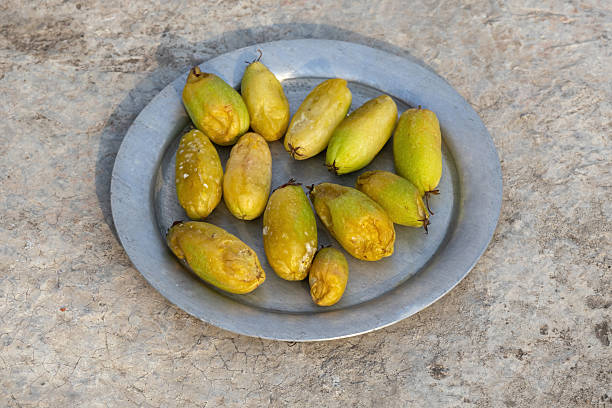 istock Overripe Bilimbi (Averrhoa bilimbi), also known as Cucumber Tree or Tree Sorrel, in silverware on a concrete surface. 2217835503