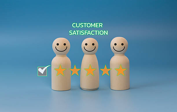 User give rating to service experience on online application for Customer review satisfaction feedback survey concept.