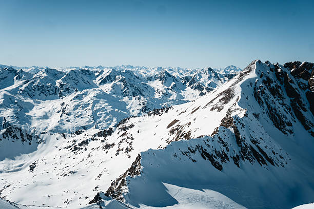 Aerial view of mountains and glaciers, Pitztal Glacier, Otztal Alps