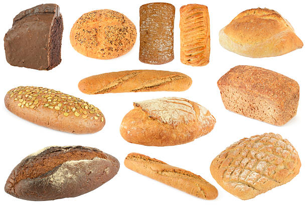 istock Collection of different types of freshly baked bread isolated on white 2217845983