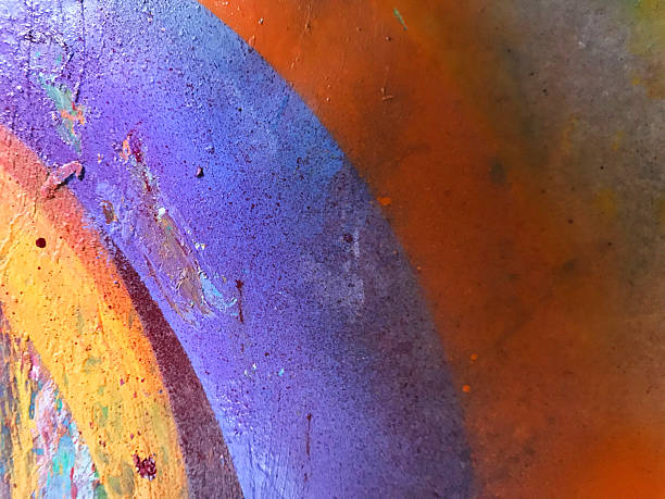 Background hand painted with acrylic paint in multiple colors including shades of orange, purple and yellow.