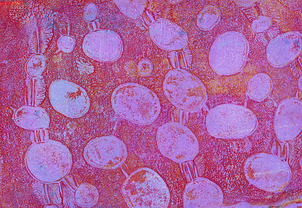 Hand painted background with shades of red and purple, acrylic on paper