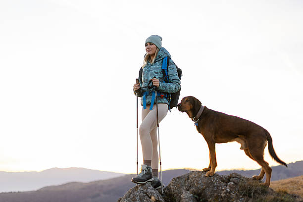 istock Woman with her dog taking a break from hiking 2217877563