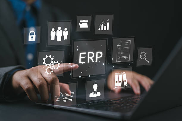 istock Businessman using laptop to document management for ERP. Enterprise resource planning concept. 2217882611