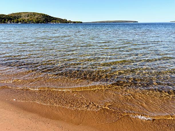 Distant Cliffs on a Quiet Beach on Meyers Beach on the Bayfield Peninsula in Wisconsin